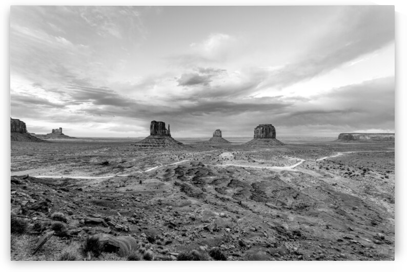 Magical Monument Valley Evening Grayscale by Jennifer White