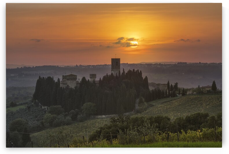 Abbey of Badia a Passignano at sunset in autumn by Stefano Orazzini