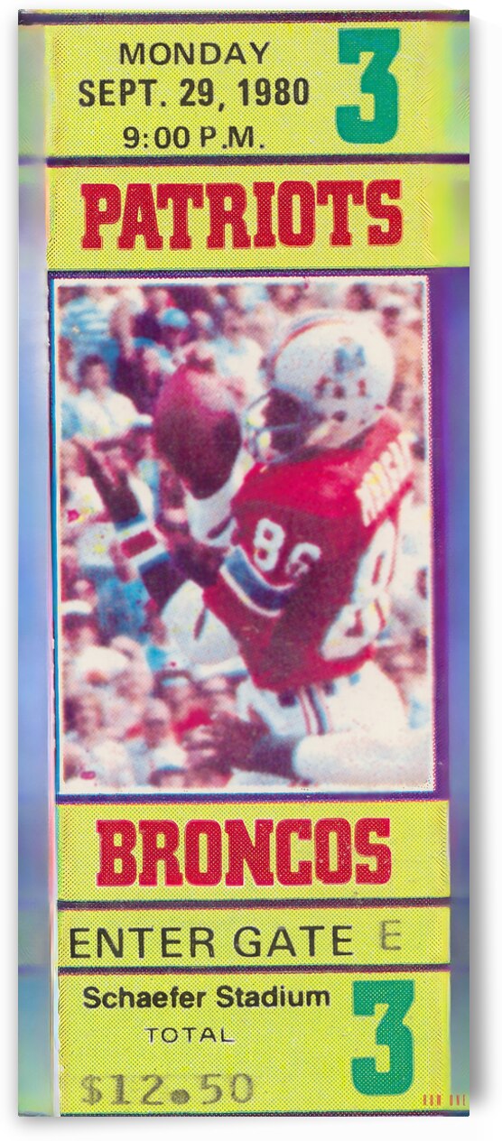 1980 New England Patriots vs. Denver Broncos Monday Night Game by Row One Brand