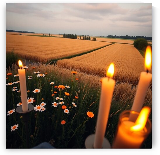 Golden Fields at Dusk – A Serene Rural Scene by Ahmed sami