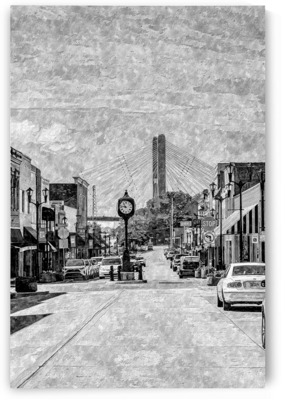 Cape Girardeau Downtown Main St Painterly Grayscale by Jennifer White