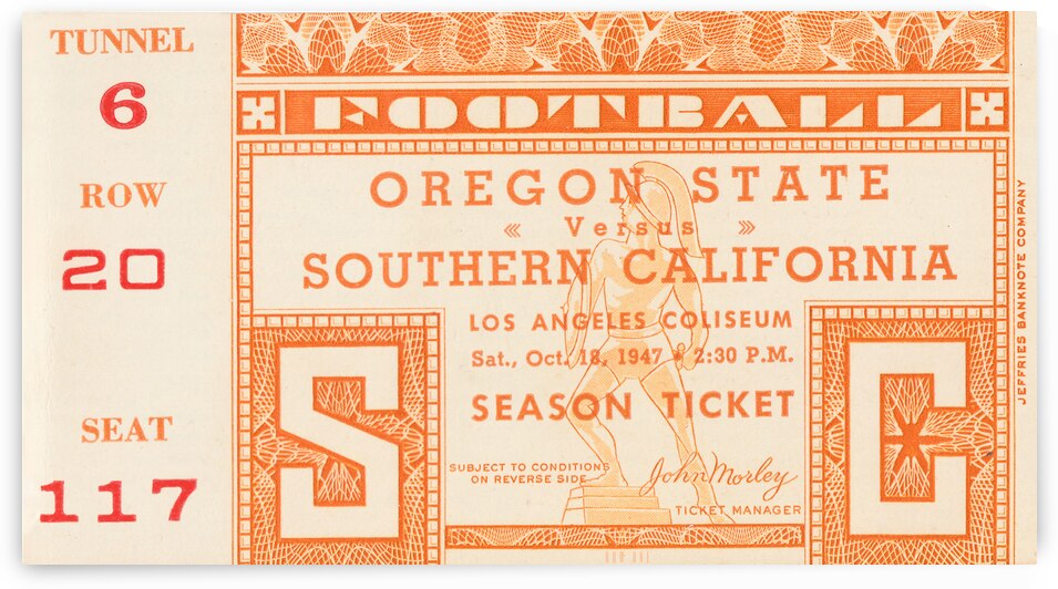 1947 Oregon State Beavers at USC Trojans by Row One Brand