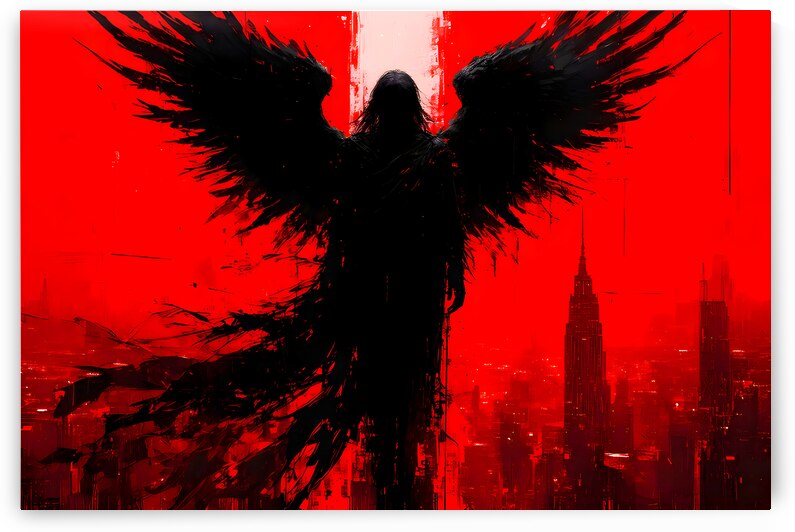 Dark Angel Over City by NurpuArt