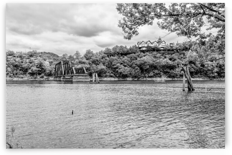 Remnants Of Beaver Arkansas Bridge Grayscale by Jennifer White