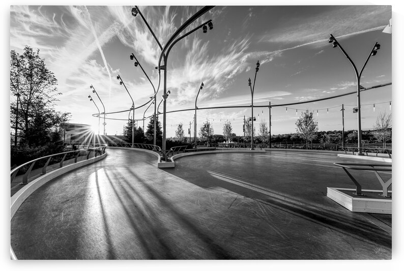Sunburst Skate Park Omaha Grayscale by Jennifer White
