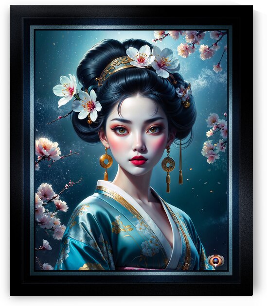 Aurelia Yukimura In An Elegant Kimono Amidst Cherry Blossoms In Full Bloom Gorgeous AI Concept Art by Xzendor7 by xzendor7