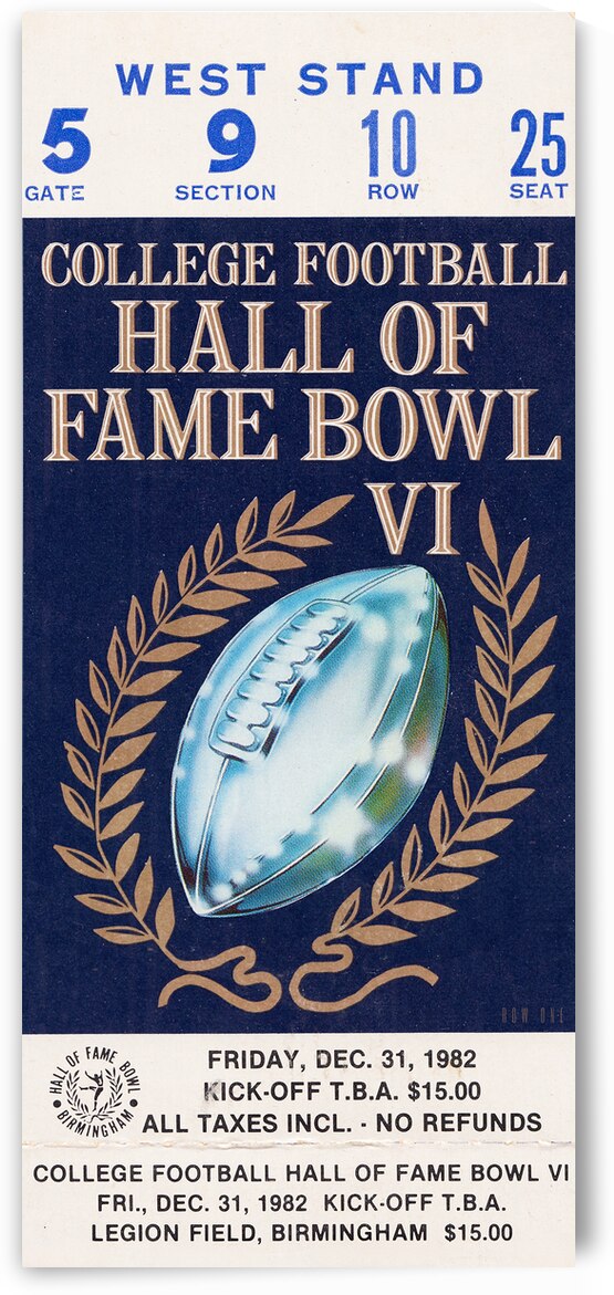 1982 Hall of Fame Bowl Ticket Wall Art by Row One Brand
