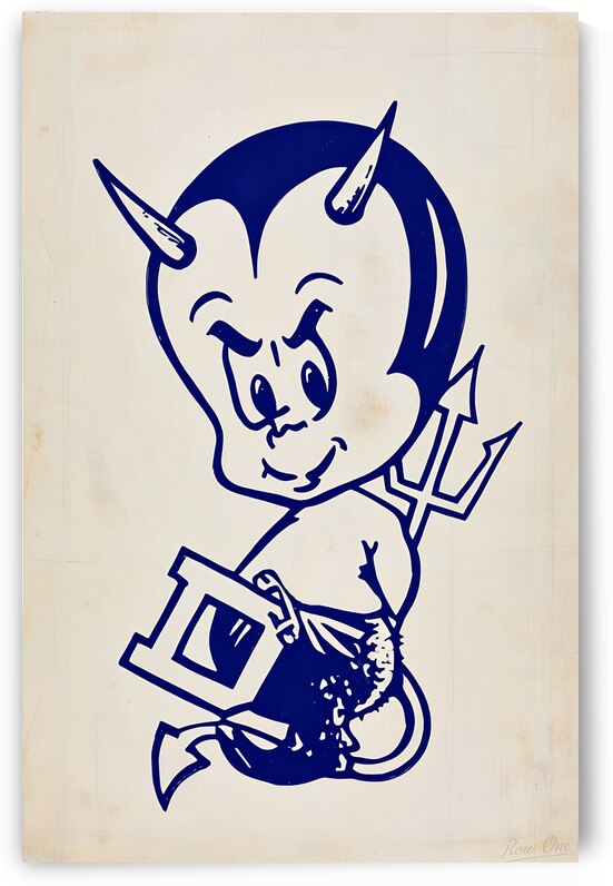 Vintage 1950s Duke Blue Devil Baby Cartoon Art by Row One Brand