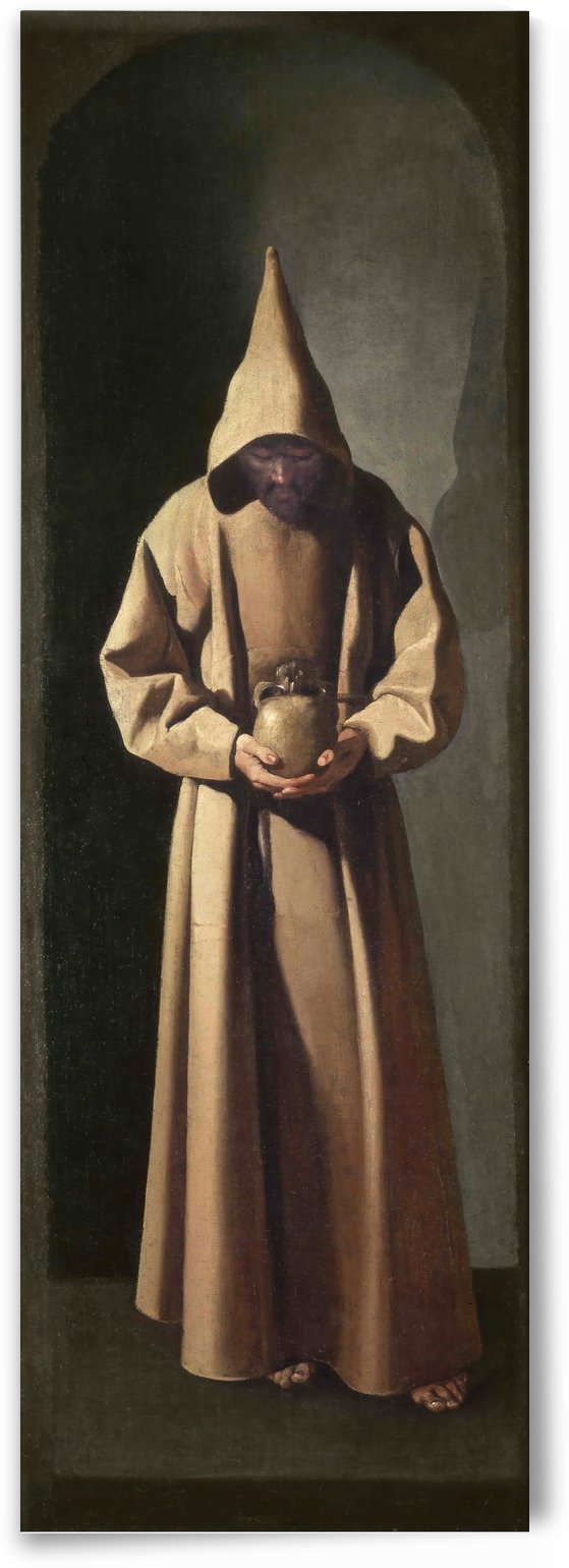 San Francisco de pie contemplando una calavera by Francisco de Zurbaran