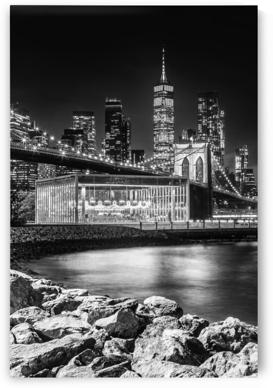 Picturesque Manhattan Impression from Brooklyn | Monochrome by Melanie Viola