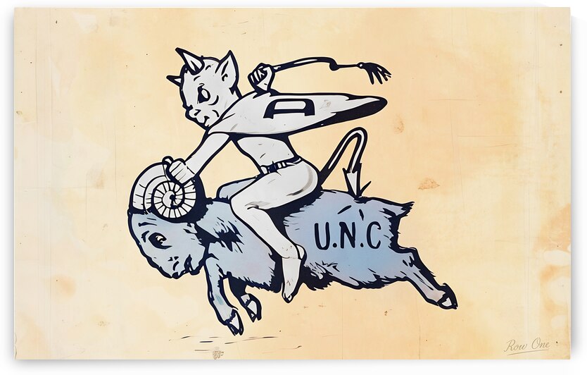 Vintage 1950s Duke UNC Cartoon Art by Row One Brand