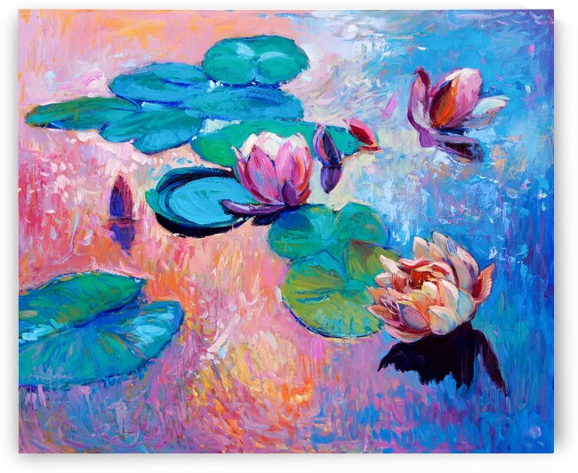 Vibrant Water Lilies Impressionist Art Poster – Monet-Inspired Wall Decor by el halaoui ali