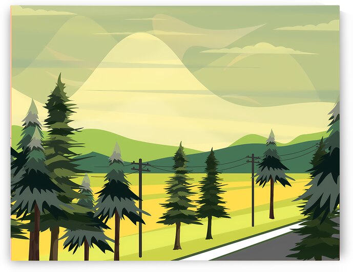 Stylized Mountain Landscape - Modern Nature Illustration by el halaoui ali