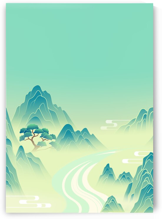 Serene Eastern Landscape - Minimalist Mountain Art by el halaoui ali