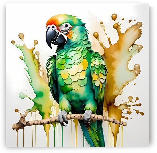 Vivid Parrot Portrait - Colorful Animal Art by el halaoui ali