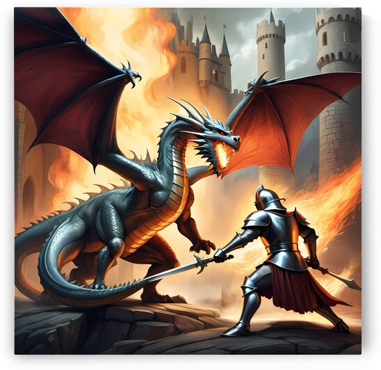 Epic Dragon Battle - Fantasy Art Illustration by el halaoui ali