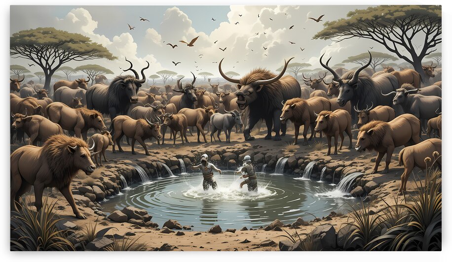 Wilderness Gathering - African Wildlife Art by el halaoui ali