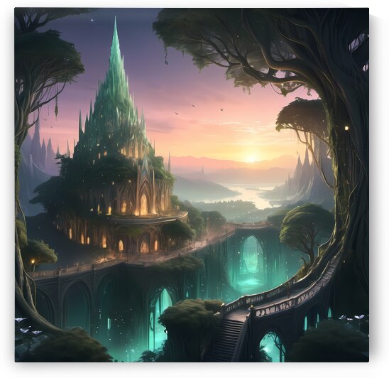 Majestic Fantasy Castle - Enchanted Landscape Art by el halaoui ali