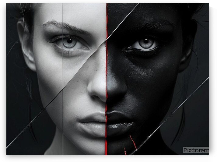 Surreal Close Up Portrait With Diagonal Glass Ove by Bounafaa