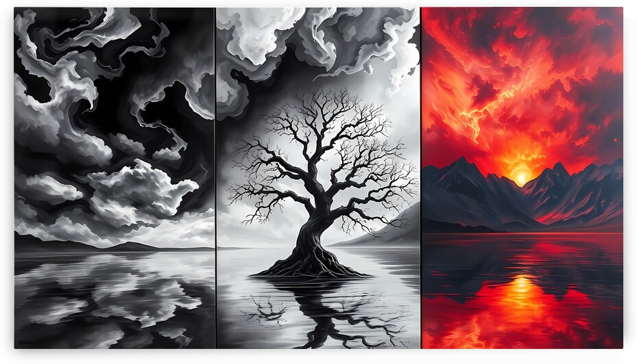 Triptych of Natures Extremes - Dramatic Landscape Art by el halaoui ali