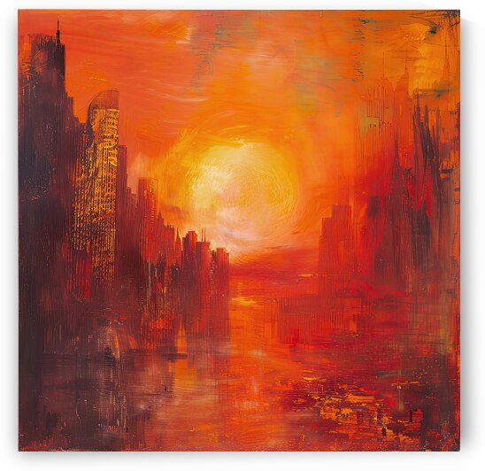 Crimson Cityscape Sunset 8H29NP 45 by Abstract Rebellion