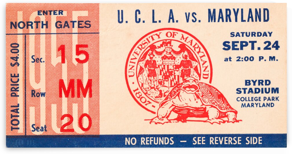 1955 UCLA Bruins at Maryland Terrapins by Row One Brand