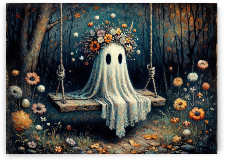 Enchanted Ghost – Whimsical & Spooky Artwork  by Anne Laure GOUPIL