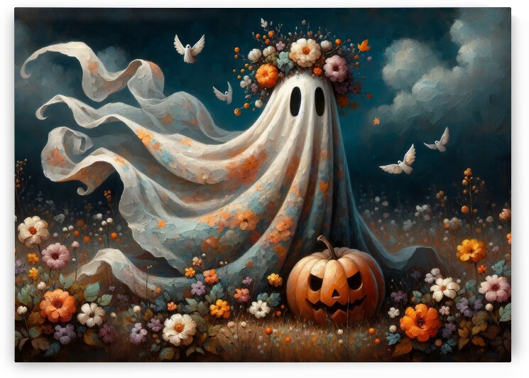 Enchanted Ghost – Whimsical Halloween Artwork  by Anne Laure GOUPIL