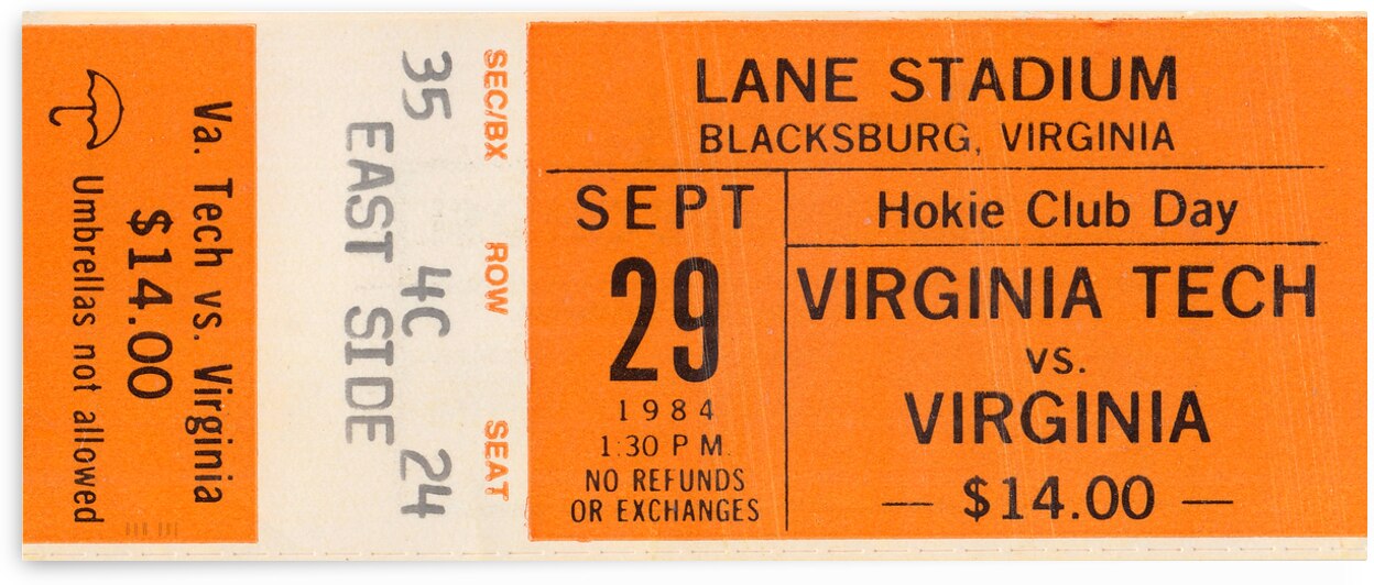 1984 Virginia Cavaliers at Virginia Tech Hokies by Row One Brand