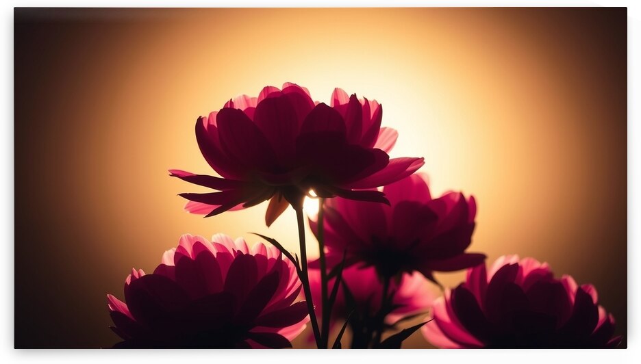 Silhouetted Peonies Under the Glow of Sunset by Gasser Elzeny
