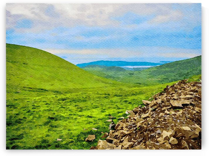 Watercolor landscape painting of Conor Pass in Dingle PeninsulaIreland by Gestalt Imagery