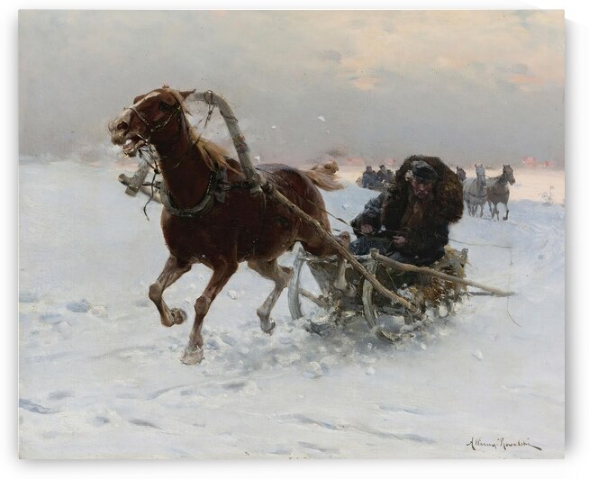 Sledding Caravan by Alfred Von Wierusz–Kowalski [1849–1915] by MyCozyFineArt