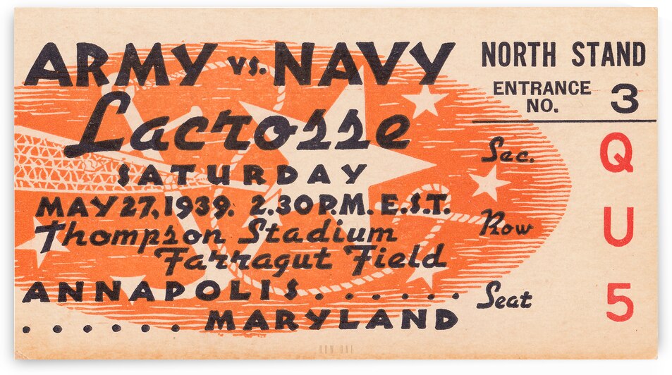 1939 Army Navy Lacrosse Ticket Wall Art by Row One Brand