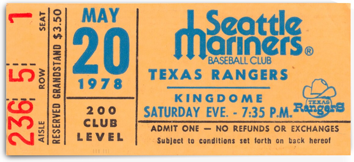 1978 Texas Rangers at Seattle Mariners by Row One Brand