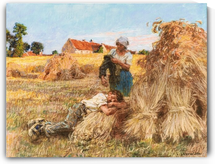Repos. Effet De Grand Soleil. Moissonneur Endormi. Mezy by Léon Augustin Lhermitte [1844–1925] by MyCozyFineArt