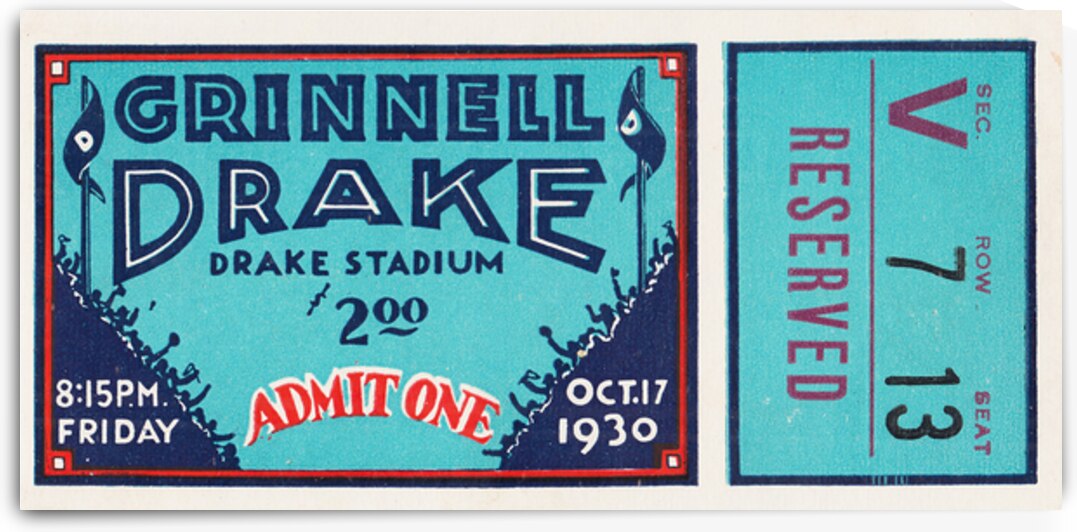 1930 Grinnell Pioneers at Drake Bulldogs by Row One Brand