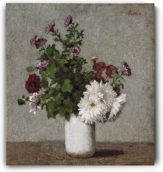 Flower Still Life. Autumn Chrysanthemums In A White Vase [1889] by Henri Fantin–Latour [1836–1904] by MyCozyFineArt