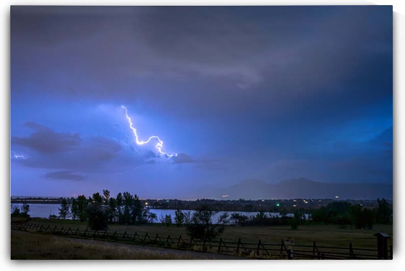Lightning Striking Over Boulder Reservoir by Bo Insogna