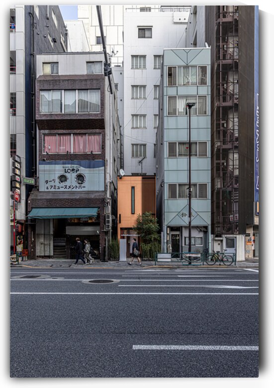 Pedestrians walking on the sidewalk in tokyo japan passing by  by Gualtiero Boffi
