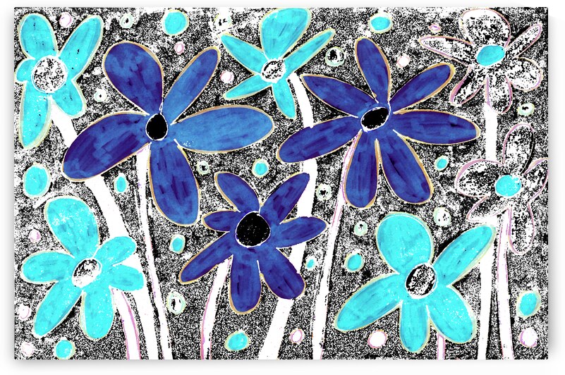 Abstract Blue and Turquoise Flowers by Catriona Roberts Nature Photography and Designs