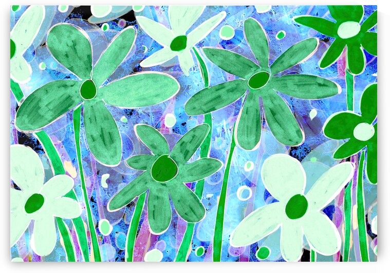 Abstract Green and Blue Florals by Catriona Roberts Nature Photography and Designs