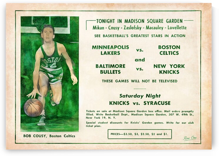 1953 Boston Celtics Madison Square Garden Ad by Row One Brand