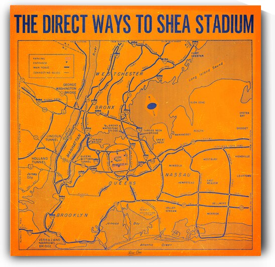 1960s Shea Stadium Map by Row One Brand