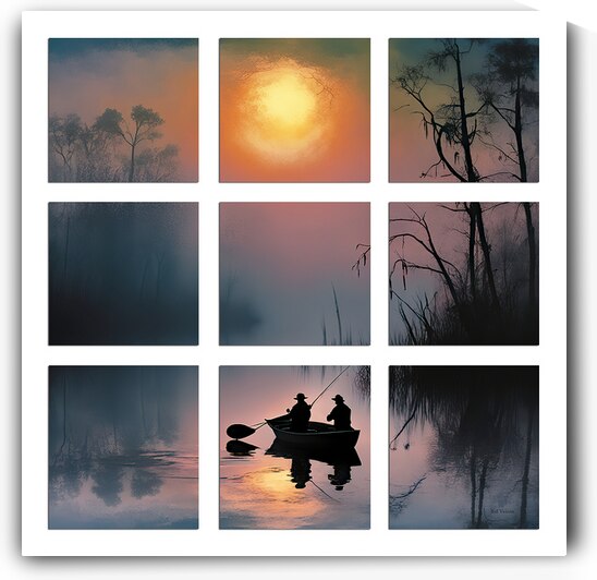 BLURRED MOON    9 PANEL WINDOW FRAMED by Digicam