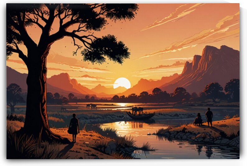 Twilight on the River: A Serengeti Farewell by Wall Martique