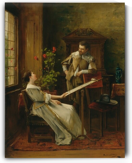 Flirt [La Broderie] by Mihály Munkácsy [1844–1900] by MyCozyFineArt