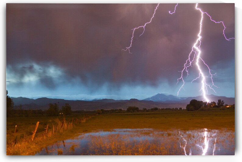 Lightning Striking Longs Peak Foothills 5 by Bo Insogna