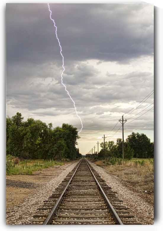 Lightning Striking By The Train Tracks by Bo Insogna
