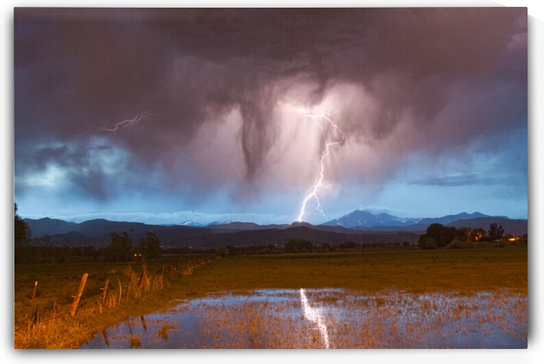 Lightning Striking Longs Peak Foothills 3 by Bo Insogna