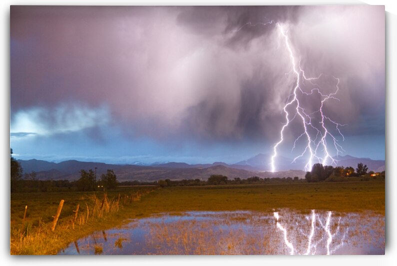 Lightning Striking Longs Peak Foothills 6 by Bo Insogna